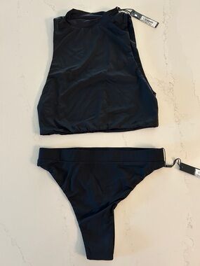 Women’s High Neck Bikini Set - Black